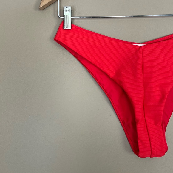 {Onia} Carmen Bikini Ribbed Swim Bottom in High Risk Red - Womens XL - NWT - Picture 2 of 12